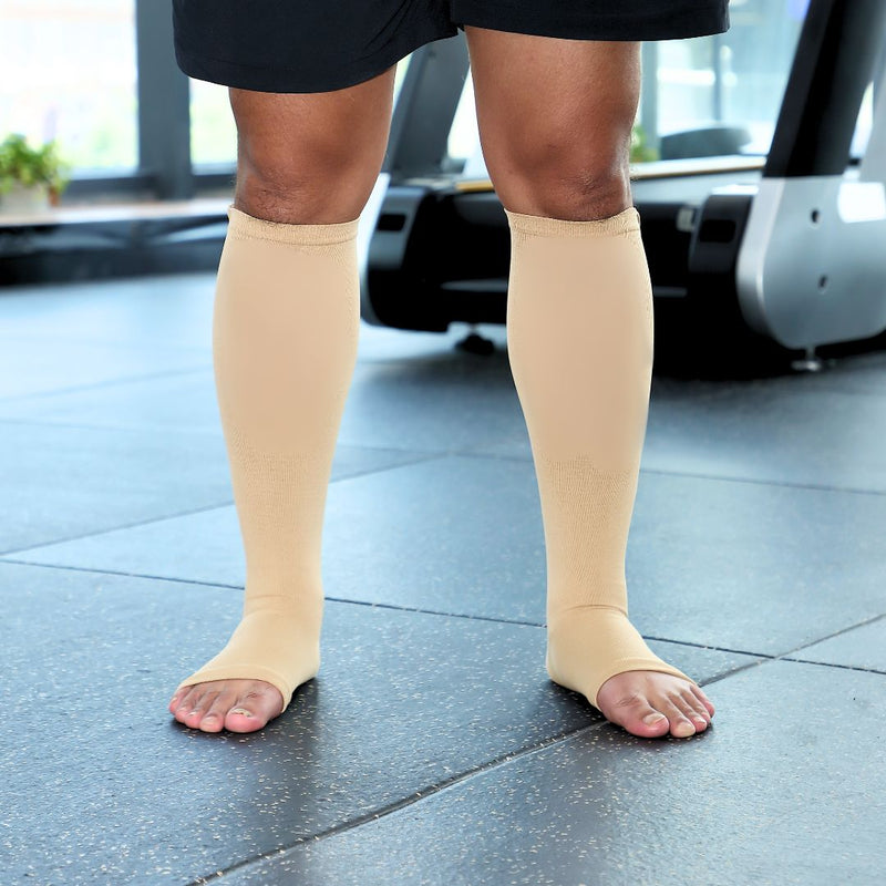 Zipper Toeless Compression Socks Black